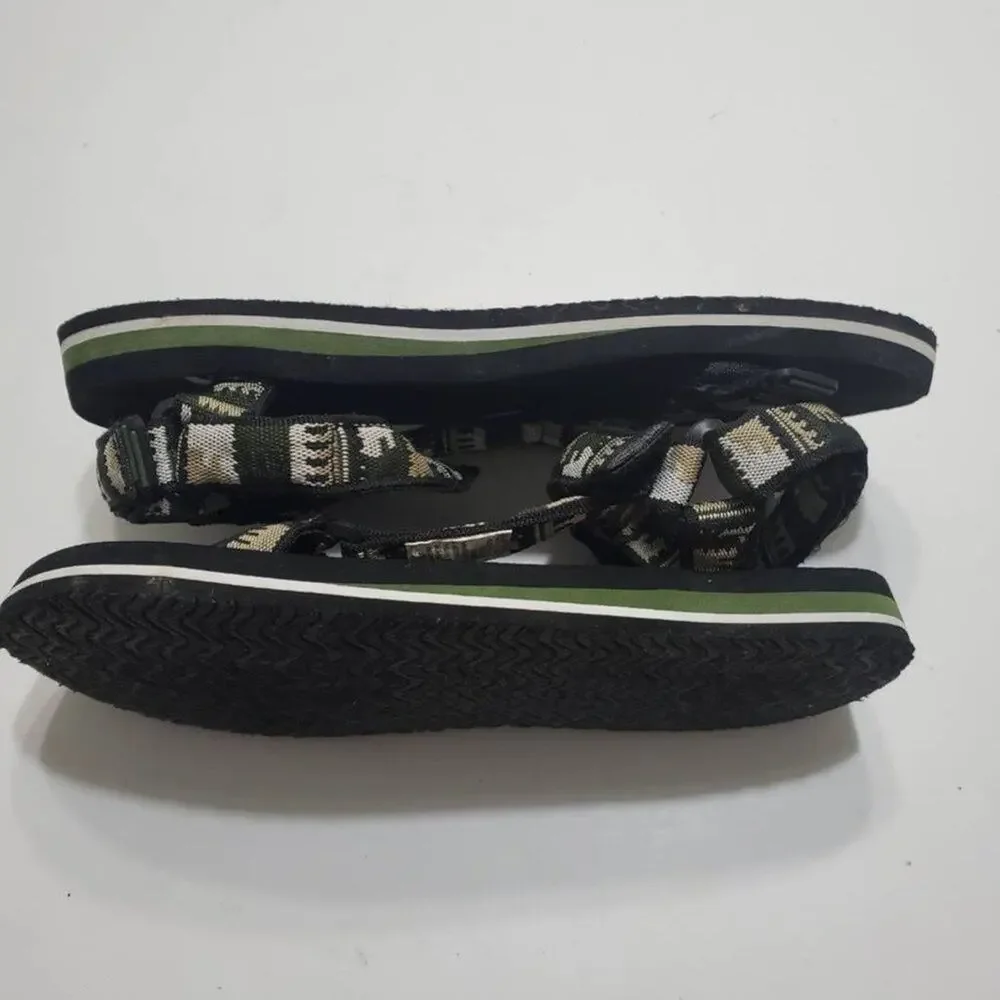 ORageous Big Boy 6 Sport Sandal Black Green Geometric Adjustable Strap Hook Loop